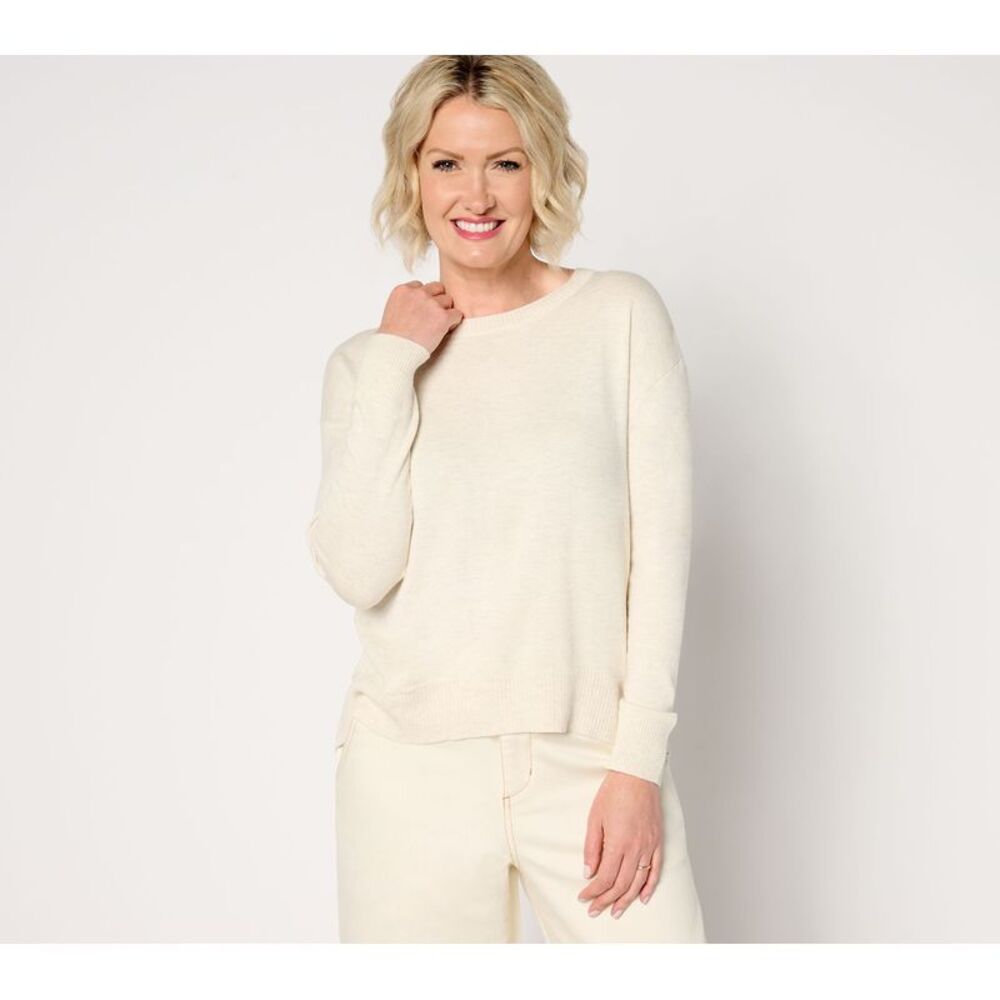 Women Control Women's Top Sweater Sz XL Hi Low Hem White A665376